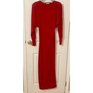 Win Win Sleeveless Bodycon Maxi Dress Size M Red Open Back